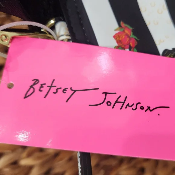 NWT Betsey Johnson "Caviar & Bubbly" Insulated Lunch Tote Chic Striped Bag - Picture 12 of 17
